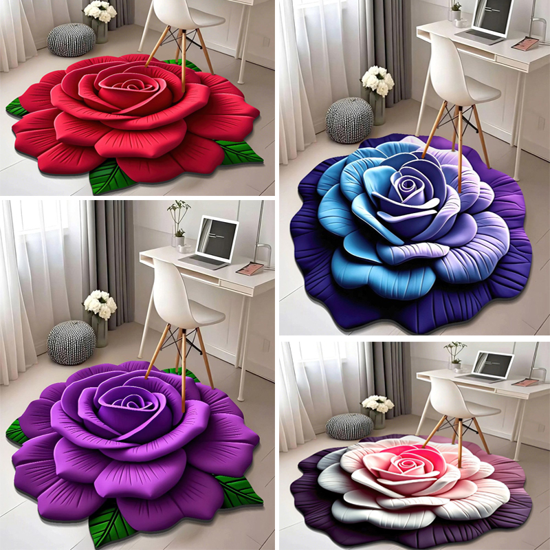 工廠特價出清【全場買一送一】立體印花工藝花卉地墊 防滑耐磨、快乾材質、柔韌易清潔、客廳/臥室/浴室都適用！