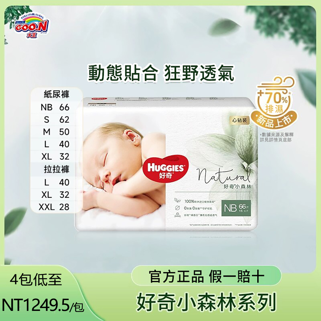  韓國熱銷No. 1品牌【Huggies 】好奇小森林心鑽裝紙尿褲新生尿不濕超薄透氣拉拉褲
